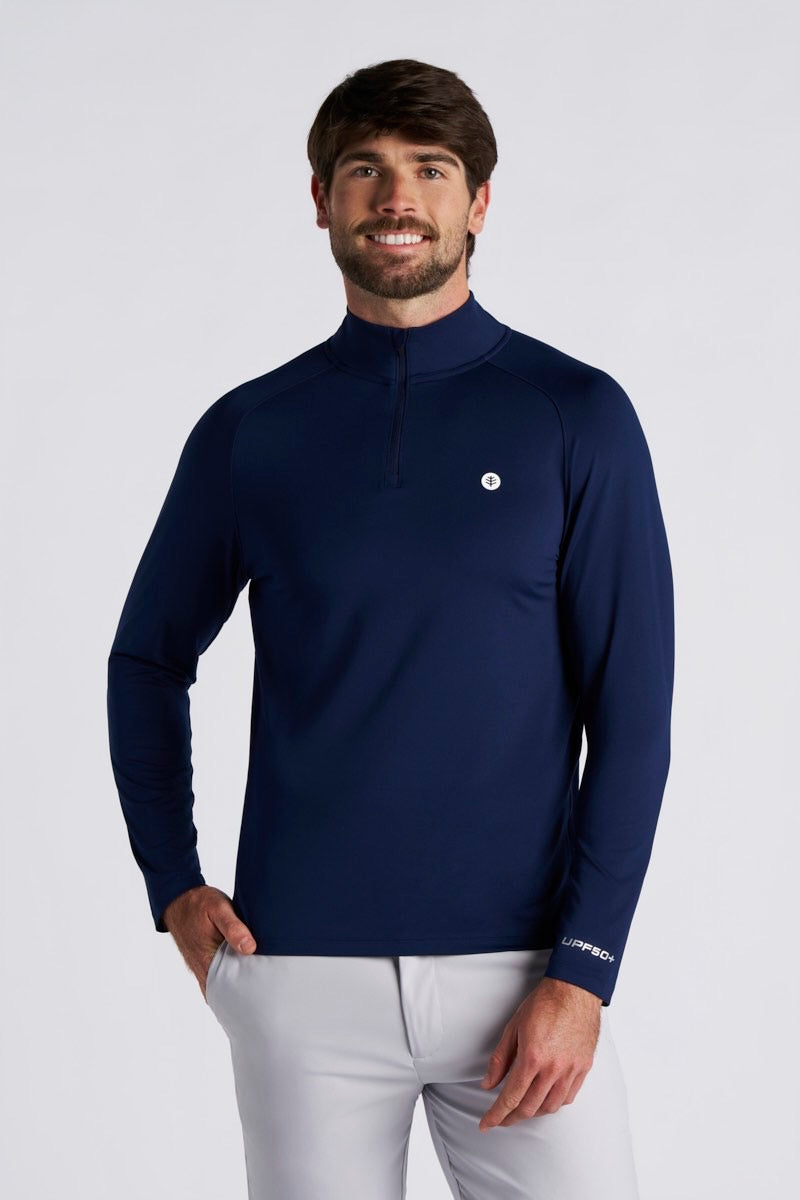 BRIEFING GOLF LA MEN’S COOLCORE HIGHNECK Men's Fairway Golf Pullover | Navy UPF 50+