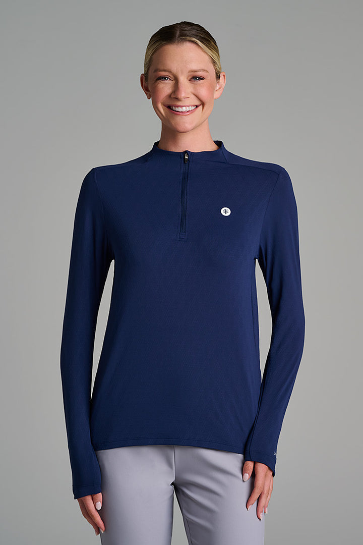Women's Long Sleeve Pullover | Navy Diamond Jacquard
