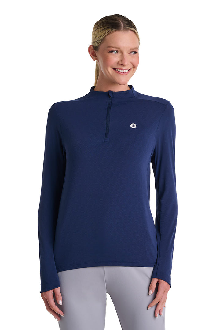 Women's Long Sleeve Pullover | Navy Diamond Jacquard