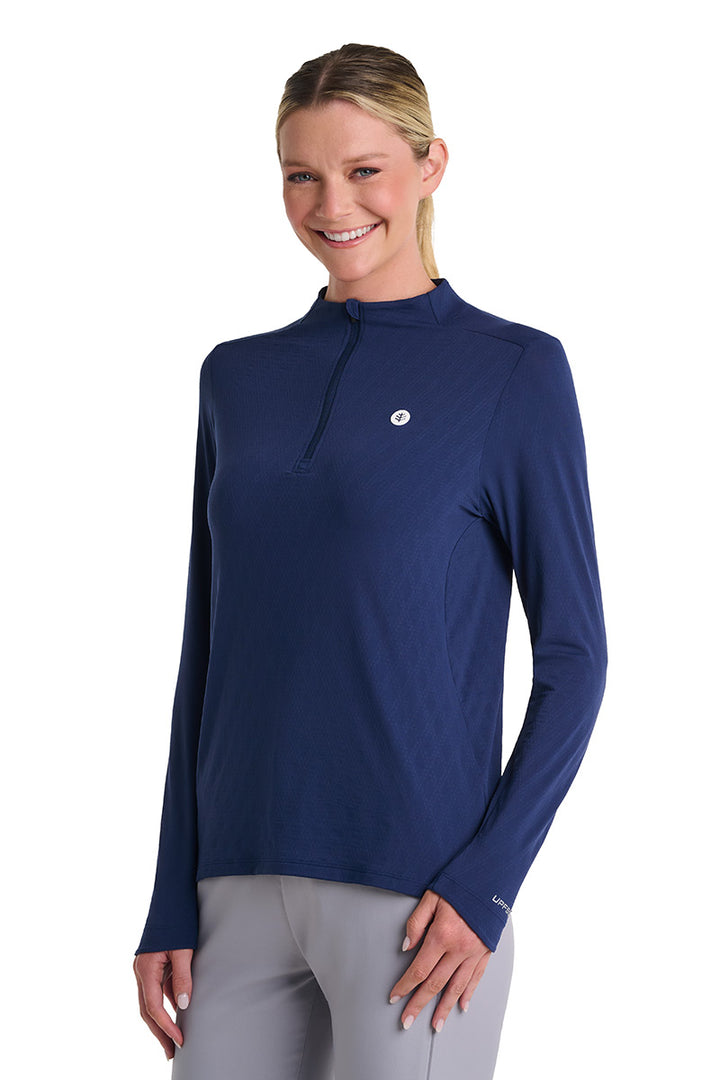 Women's Long Sleeve Pullover | Navy Diamond Jacquard