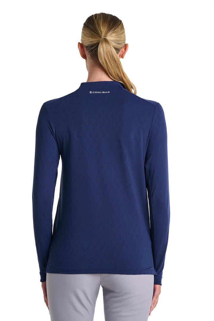 Women's Long Sleeve Pullover | Navy Diamond Jacquard