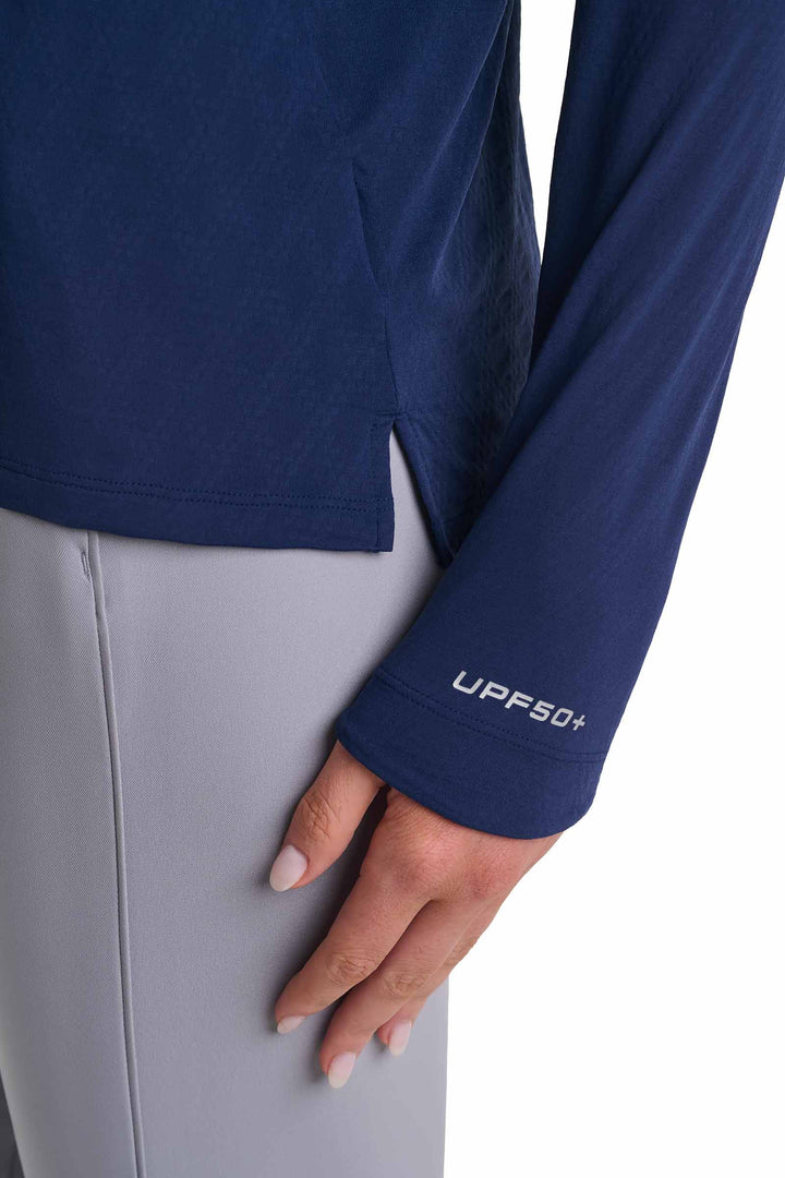 Women's Long Sleeve Pullover | Navy Diamond Jacquard