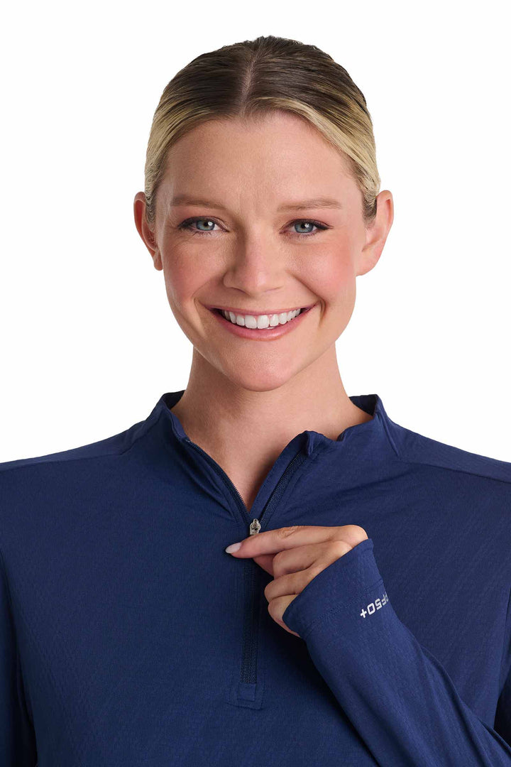 Women's Long Sleeve Pullover | Navy Diamond Jacquard