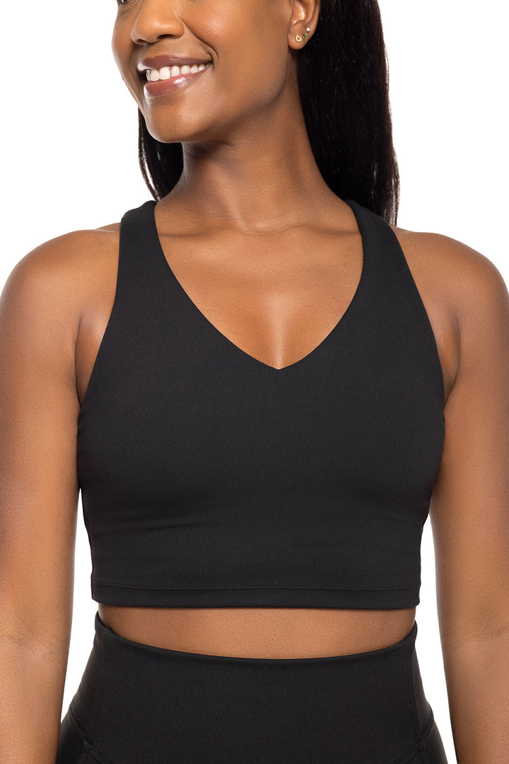 Long Distance Bra Women's Ananda Long Yoga Sports Bra | Black UPF 50+