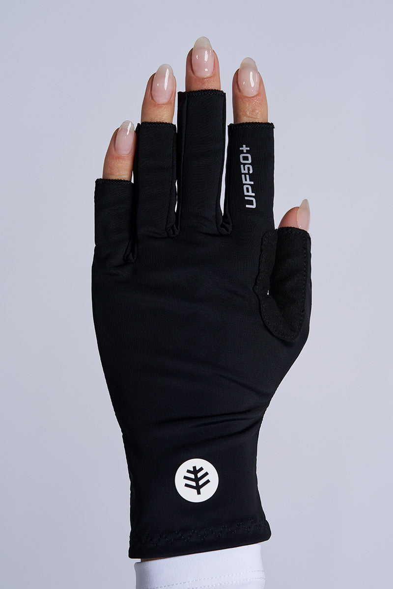 Unisex MaxShield Multi-Sport Fingerless Gloves | Black UPF 50+