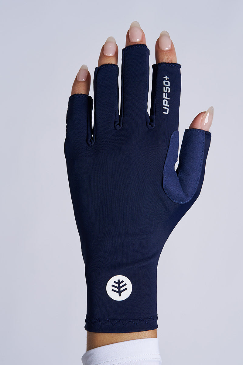 Unisex MaxShield Multi-Sport Fingerless Gloves | Navy UPF 50+