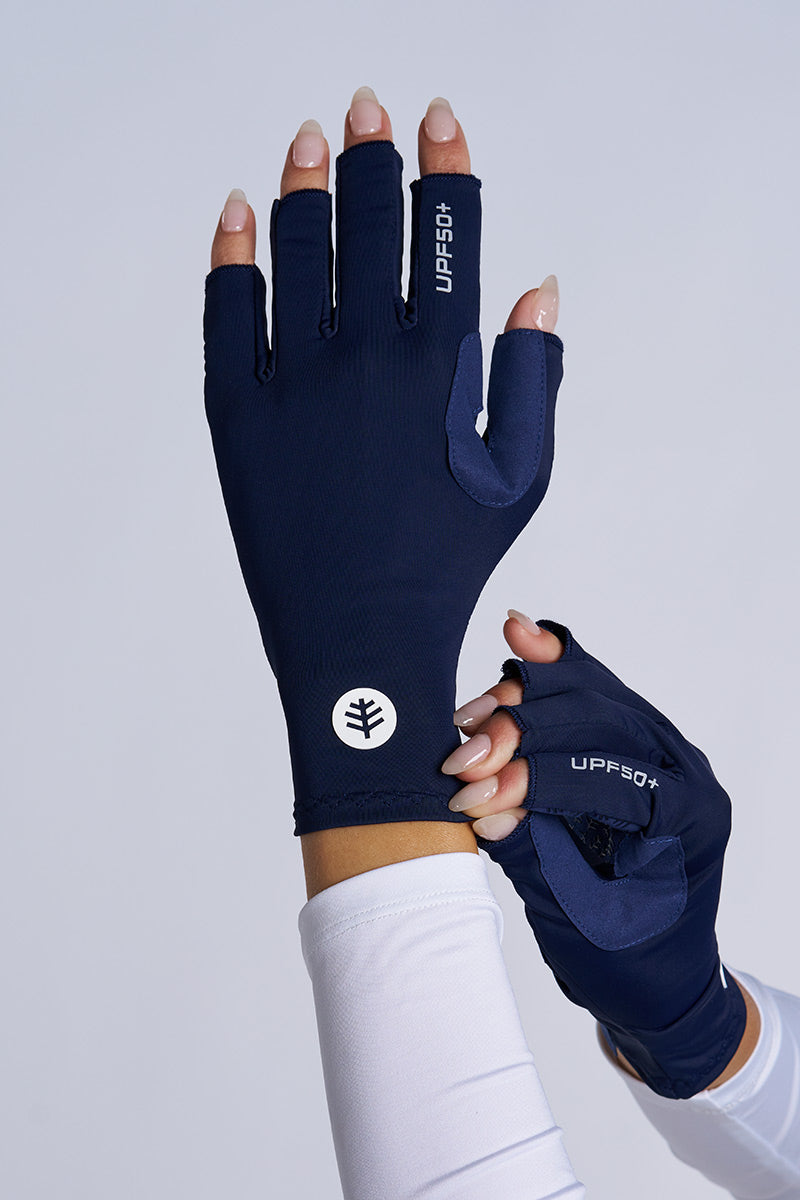 Unisex MaxShield Multi-Sport Fingerless Gloves | Black UPF 50+