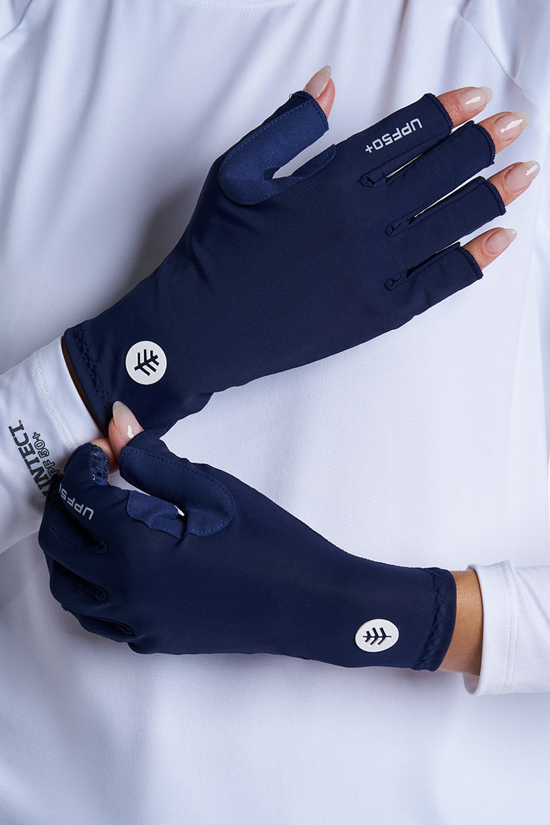 Unisex MaxShield Multi-Sport Fingerless Gloves | Navy UPF 50+