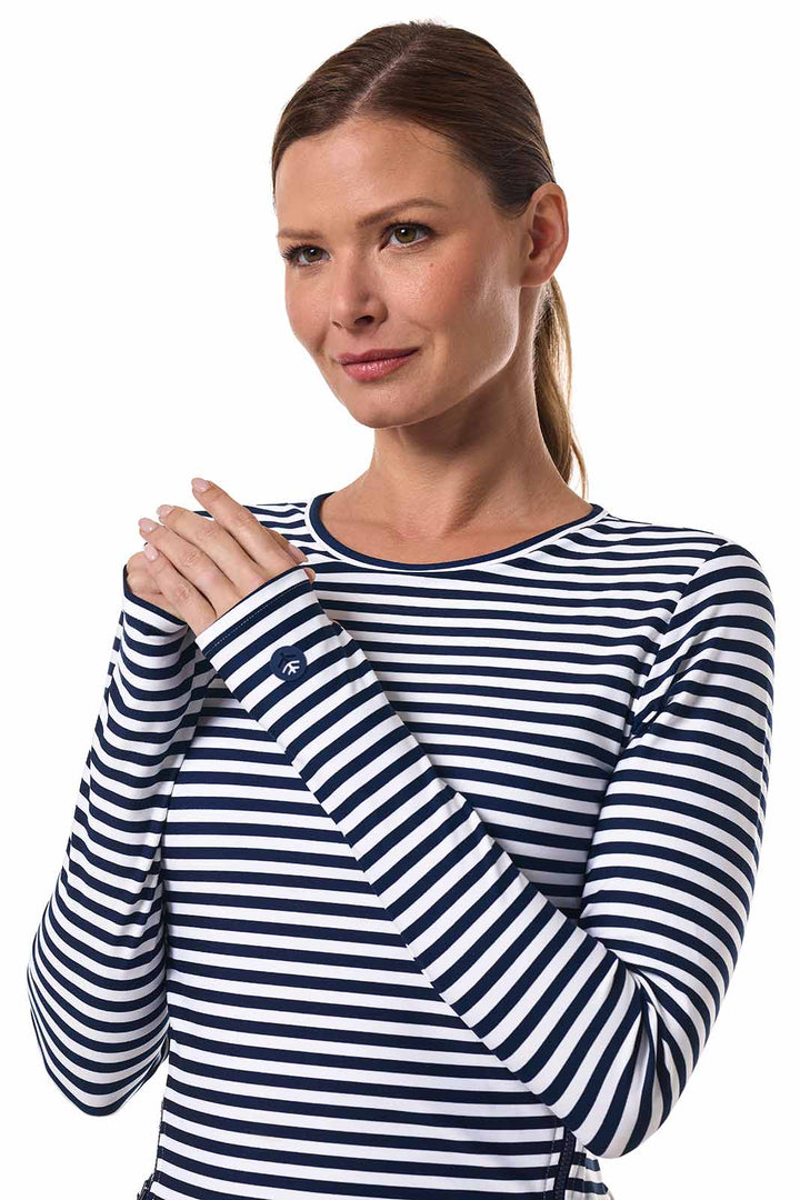 Rash Guard | White/Navy Stripe UPF 50+