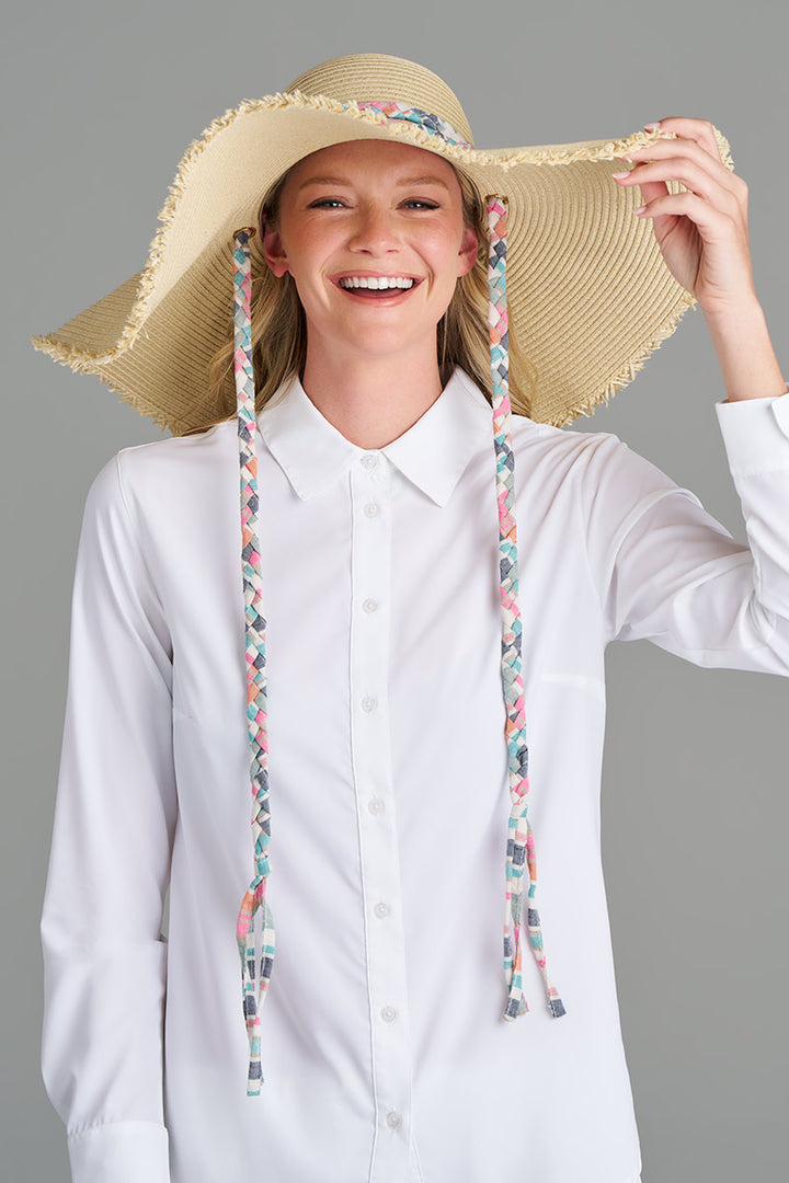 Large Brim Floppy Sun Hat | Natural Stripe