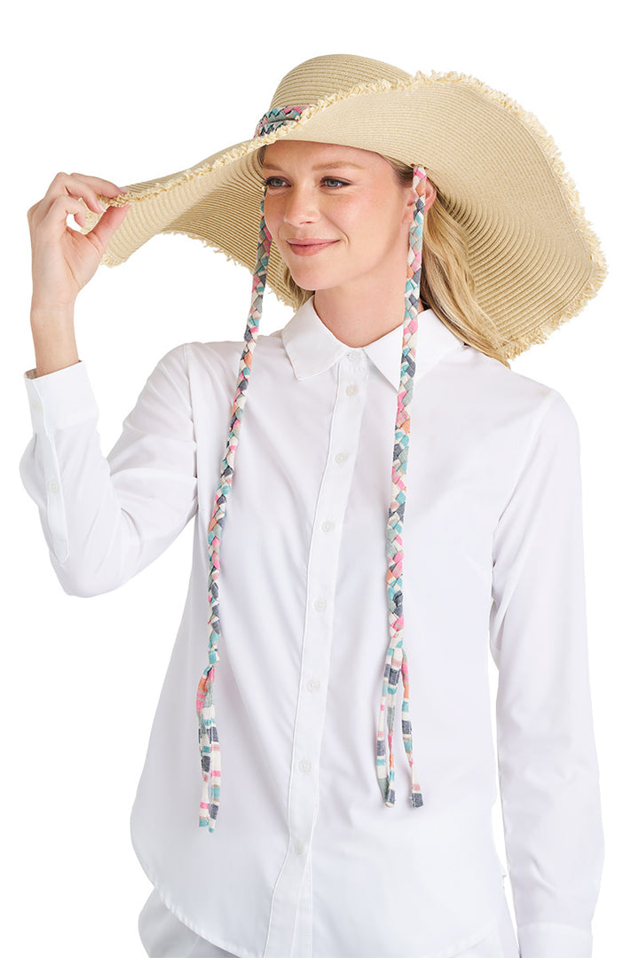 Large Brim Floppy Sun Hat | Natural Stripe