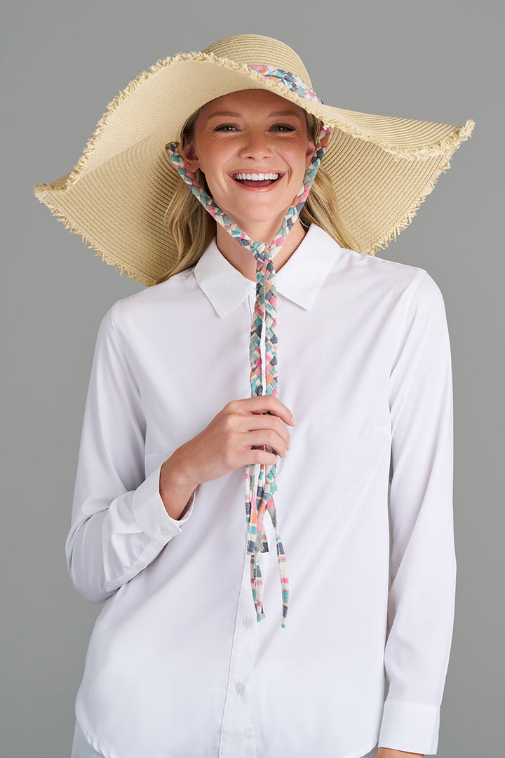 Large Brim Floppy Sun Hat | Natural Stripe