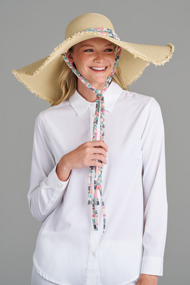 Large Brim Floppy Sun Hat | Natural Stripe