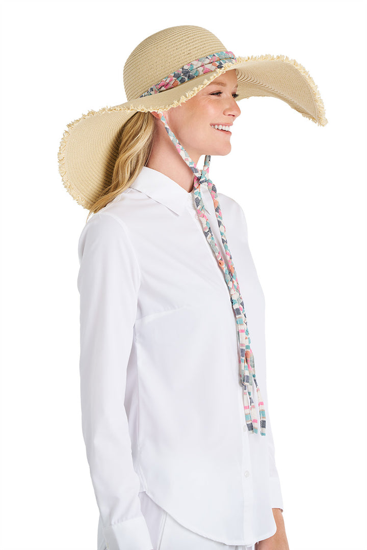 Large Brim Floppy Sun Hat | Natural Stripe