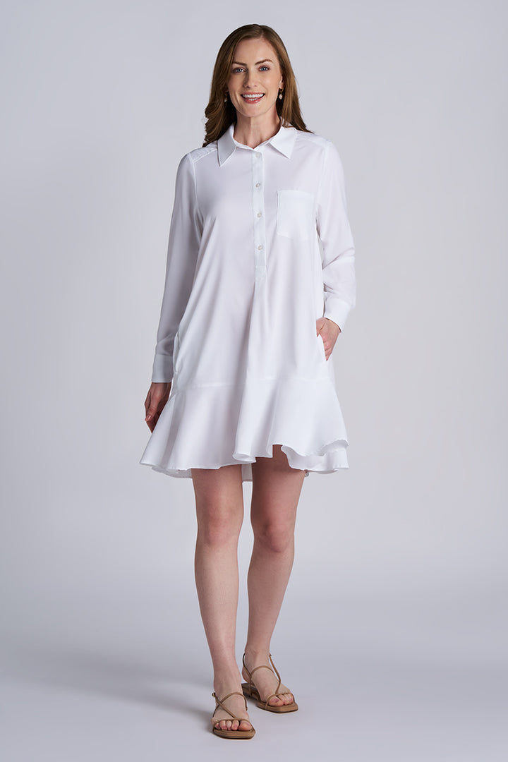 slim fit dress slacks Long Sleeve Rib Flare Dress