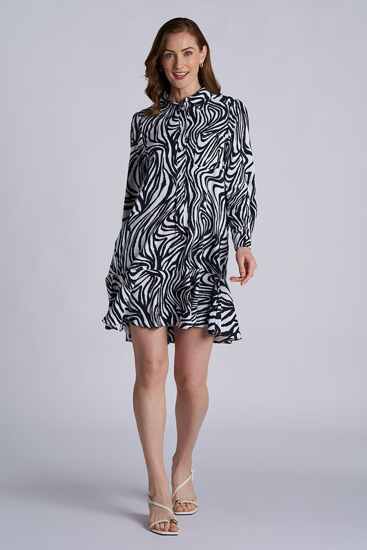 fitted lace wedding dress H&M Zebra Long-sleeve Mini Shirt Dress – West of Vintage main image 1