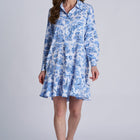 Women's Castaneda Flared Shirt Dress with Long Sleeves | Periwinkle Isla Bonita