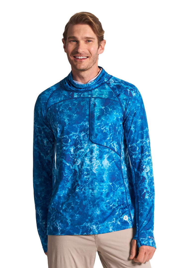 Men's Long Sleeve Fishing T-Shirt | Blue Water Print