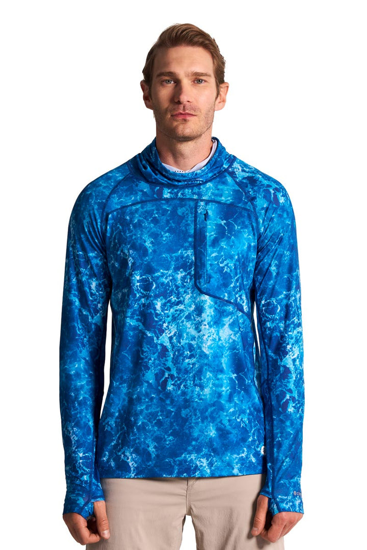 Men's Long Sleeve Fishing T-Shirt | Blue Water Print