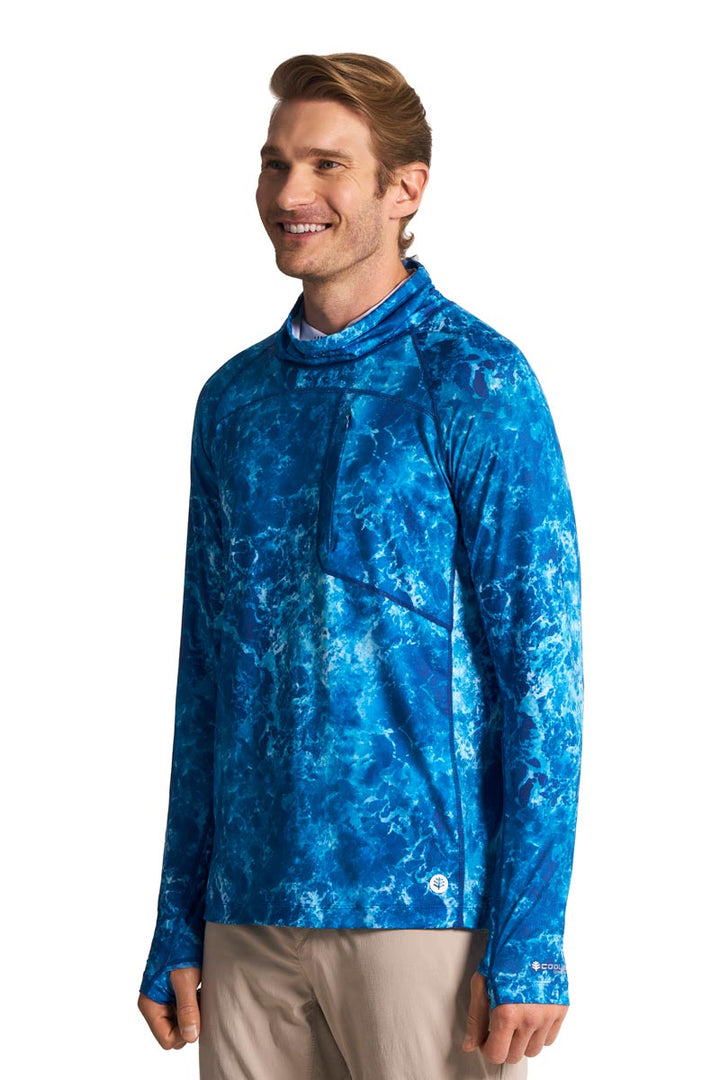 Men's Long Sleeve Fishing T-Shirt | Blue Water Print