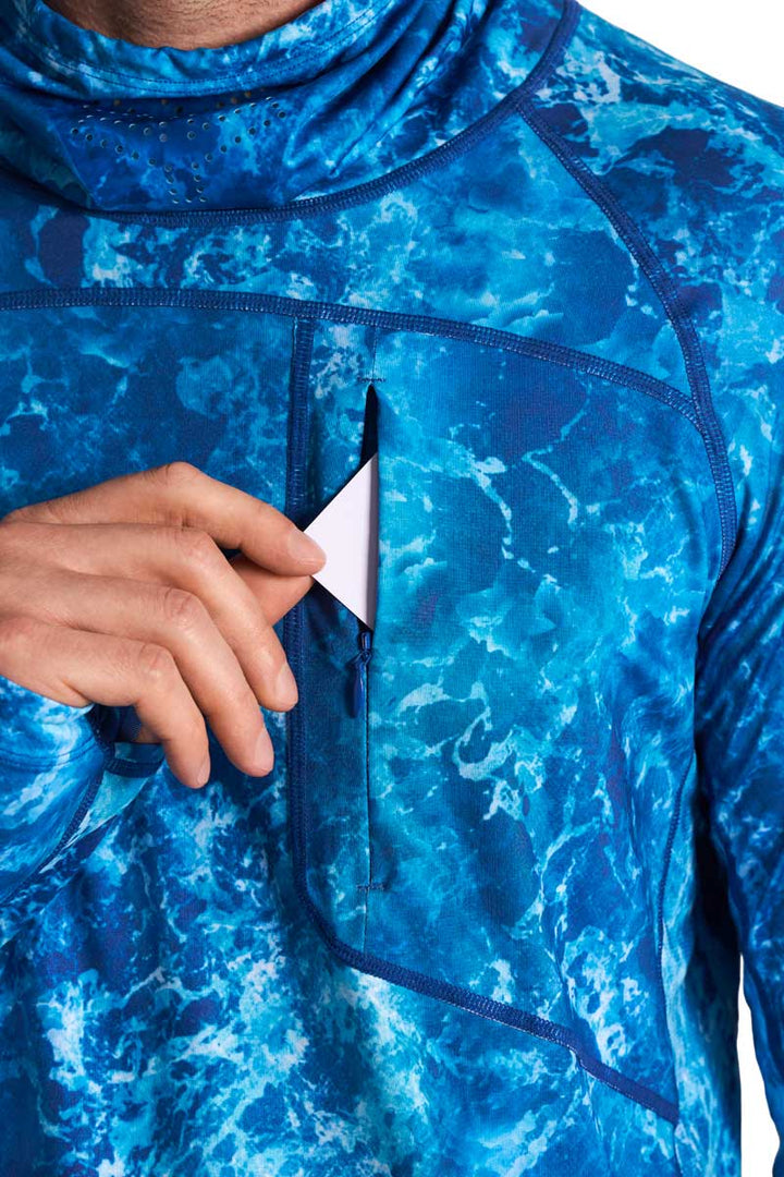 Men's Long Sleeve Fishing T-Shirt | Blue Water Print