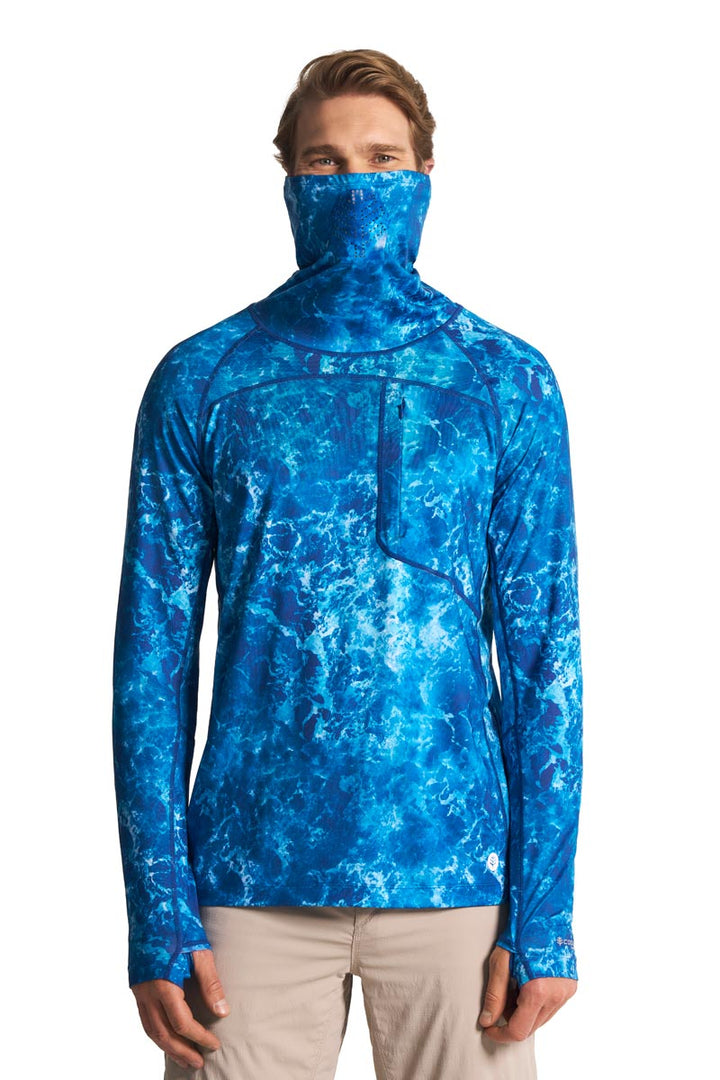 Men's Long Sleeve Fishing T-Shirt | Blue Water Print