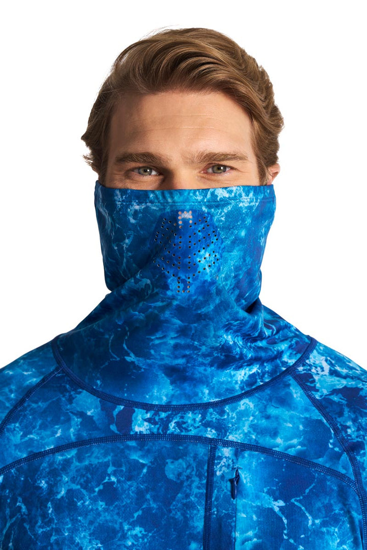 Men's Long Sleeve Fishing T-Shirt | Blue Water Print