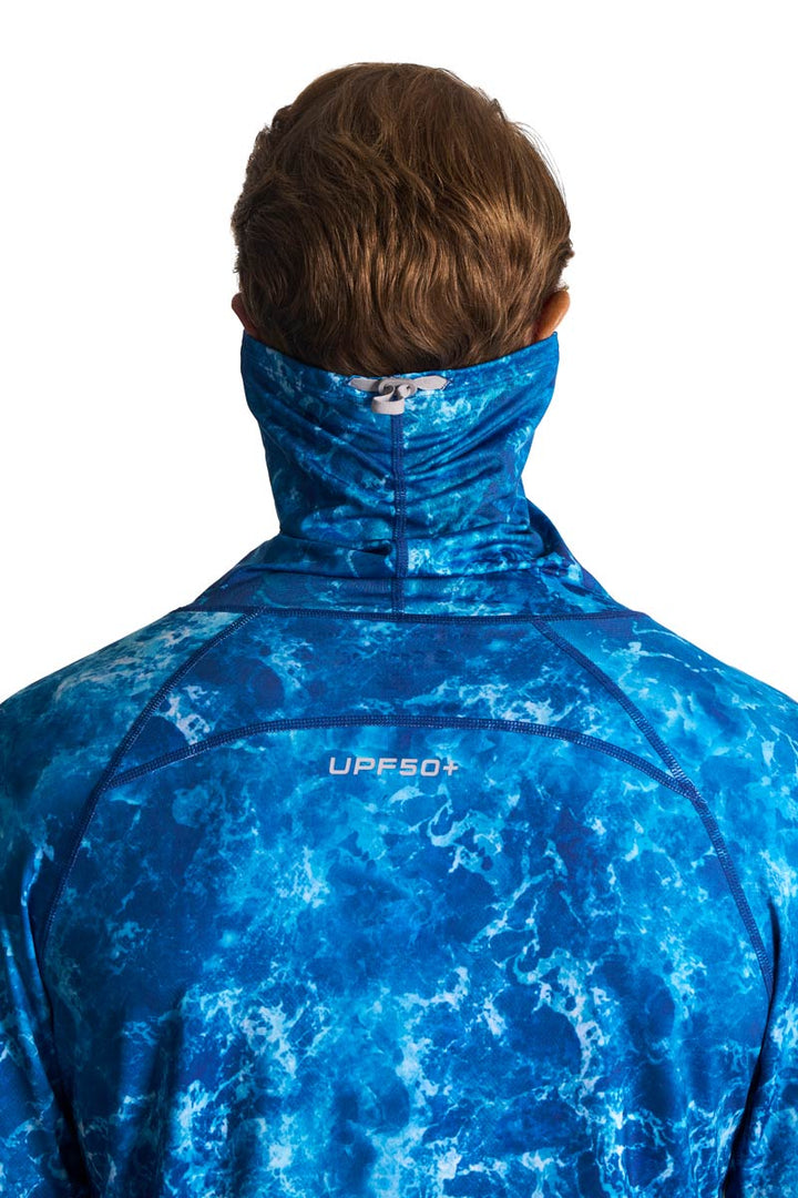 Men's Long Sleeve Fishing T-Shirt | Blue Water Print