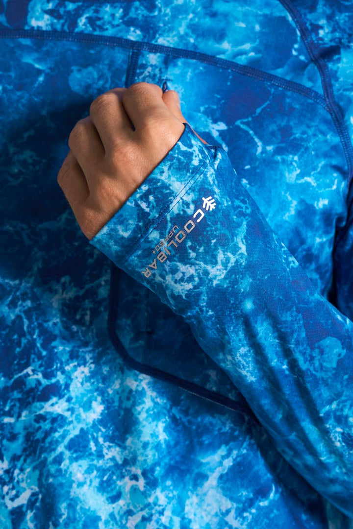 Men's Long Sleeve Fishing T-Shirt | Blue Water Print