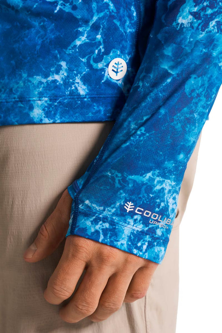 Men's Long Sleeve Fishing T-Shirt | Blue Water Print