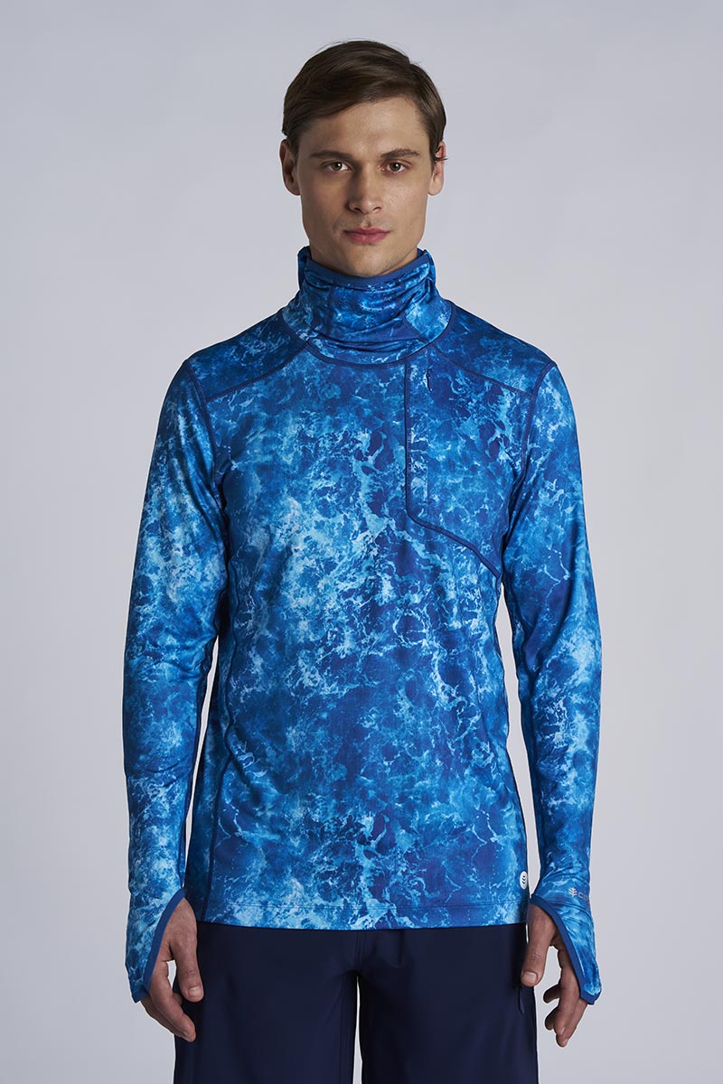 Men's Vented Andros Fishing Hoodie | Blue Water Print UPF 50+