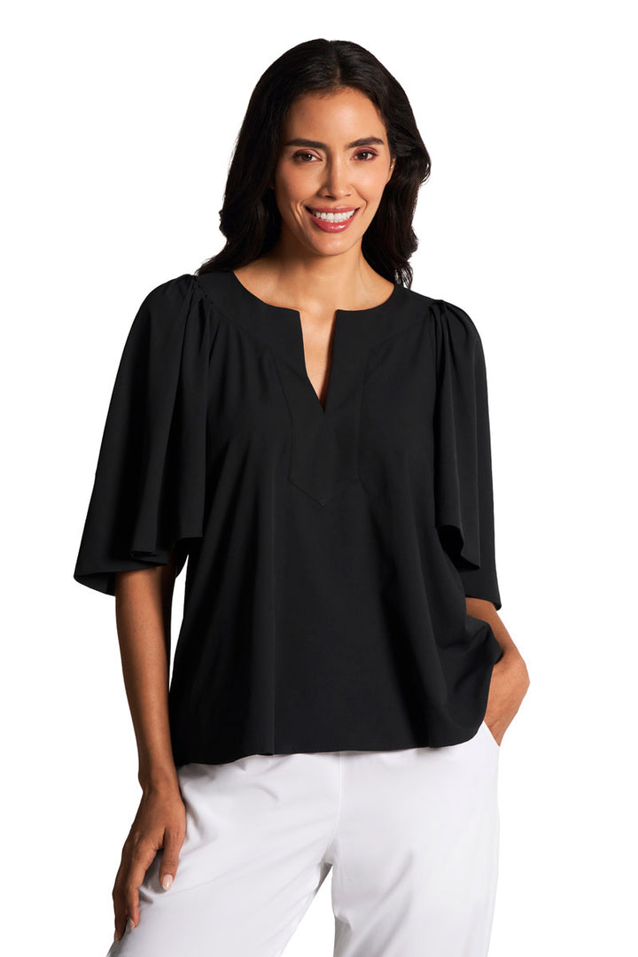 Flutter Sleeve Blouse | Black