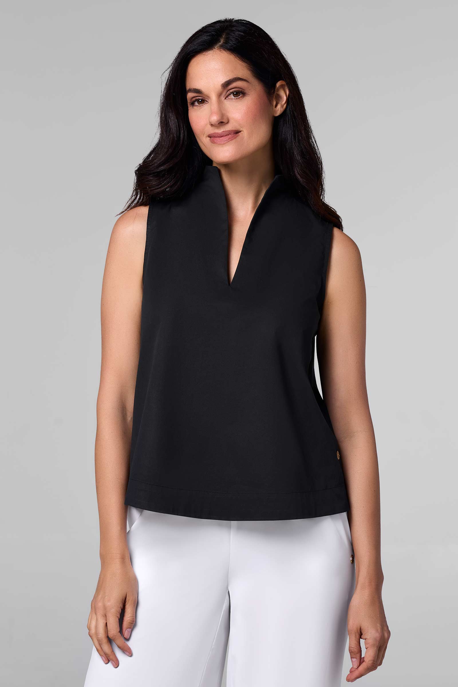 Women's Cape Coral Stand Collar Blouse | Black UPF 50+