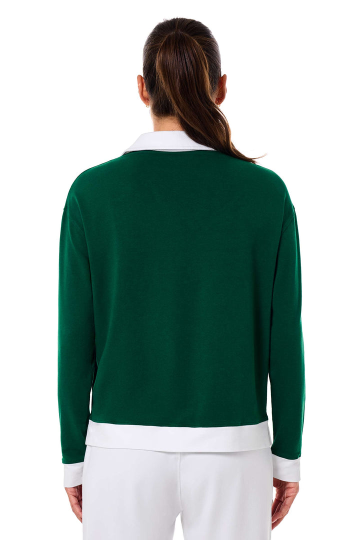 Women's Long-sleeve Collared Polo | Eden Green