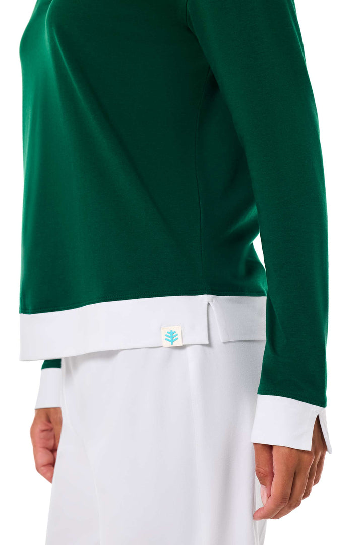Women's Long-sleeve Collared Polo | Eden Green