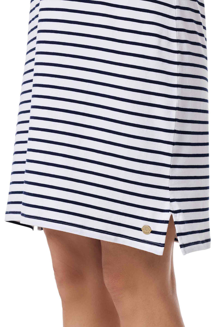 Tunic Dress with Collar | White/Navy Stripe