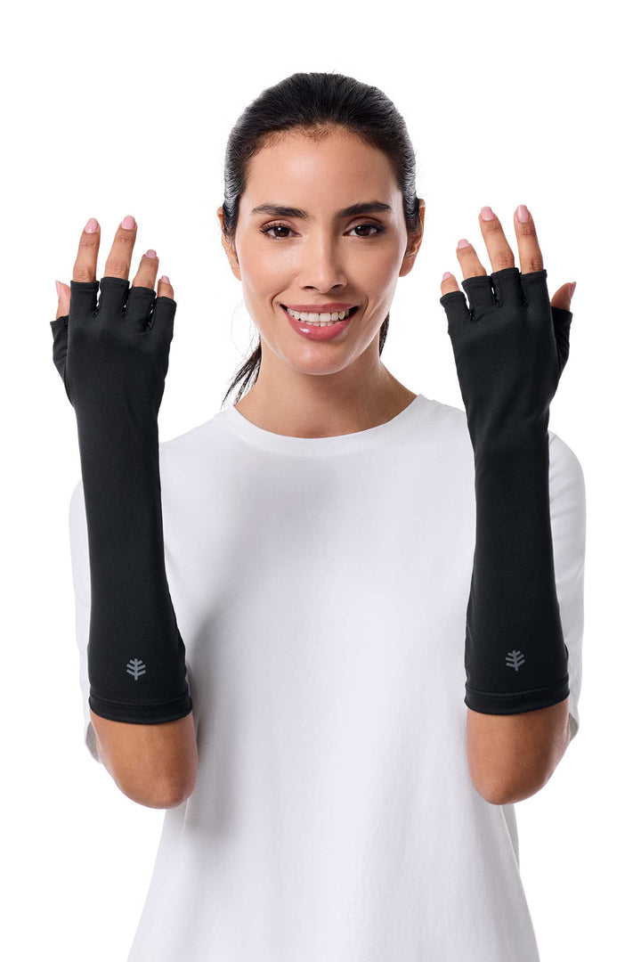 Fingerless Mid-length UV Sun Gloves | Black