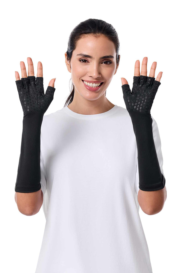 Fingerless Mid-length UV Sun Gloves | Black