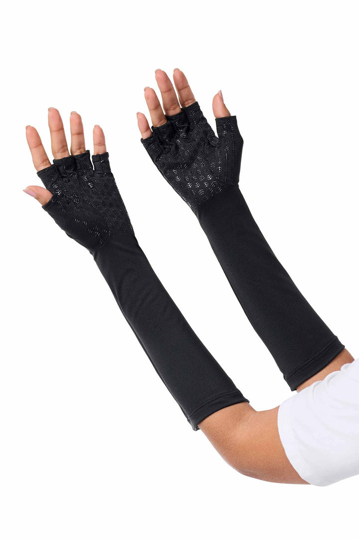 Fingerless Mid-length UV Sun Gloves | Black