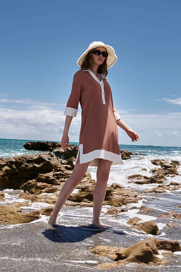 Icaria Tunic Dress | Vanilla China Blue Damask UPF 50+