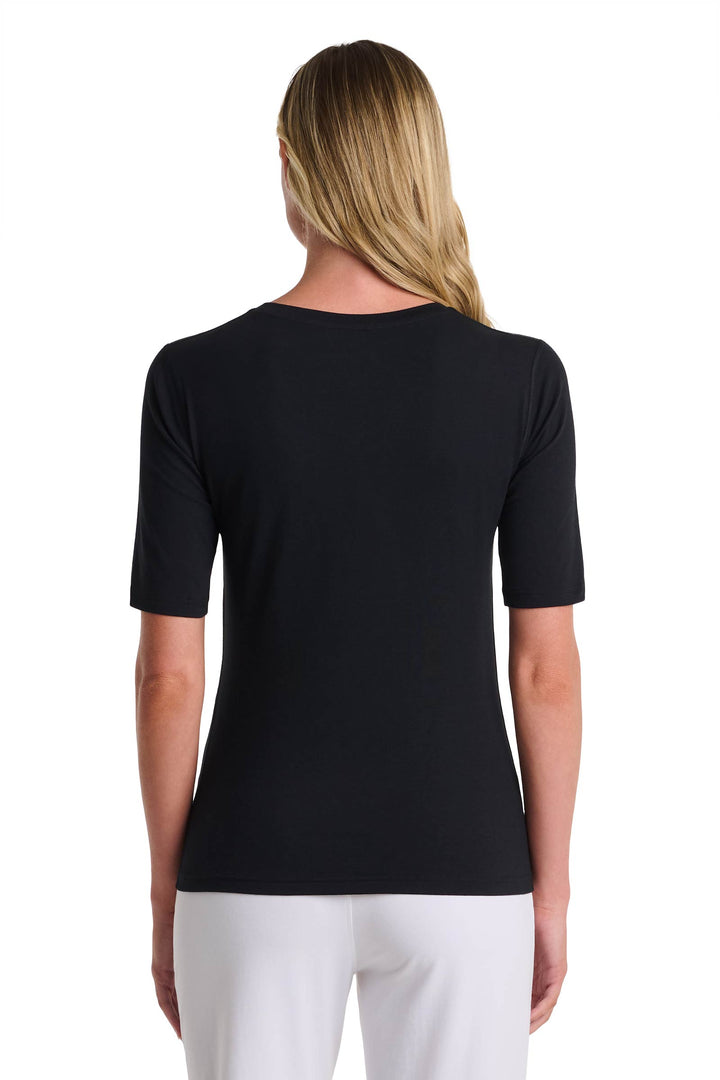 Women's Fitted V-Neck Short Sleeve T-Shirt | Black