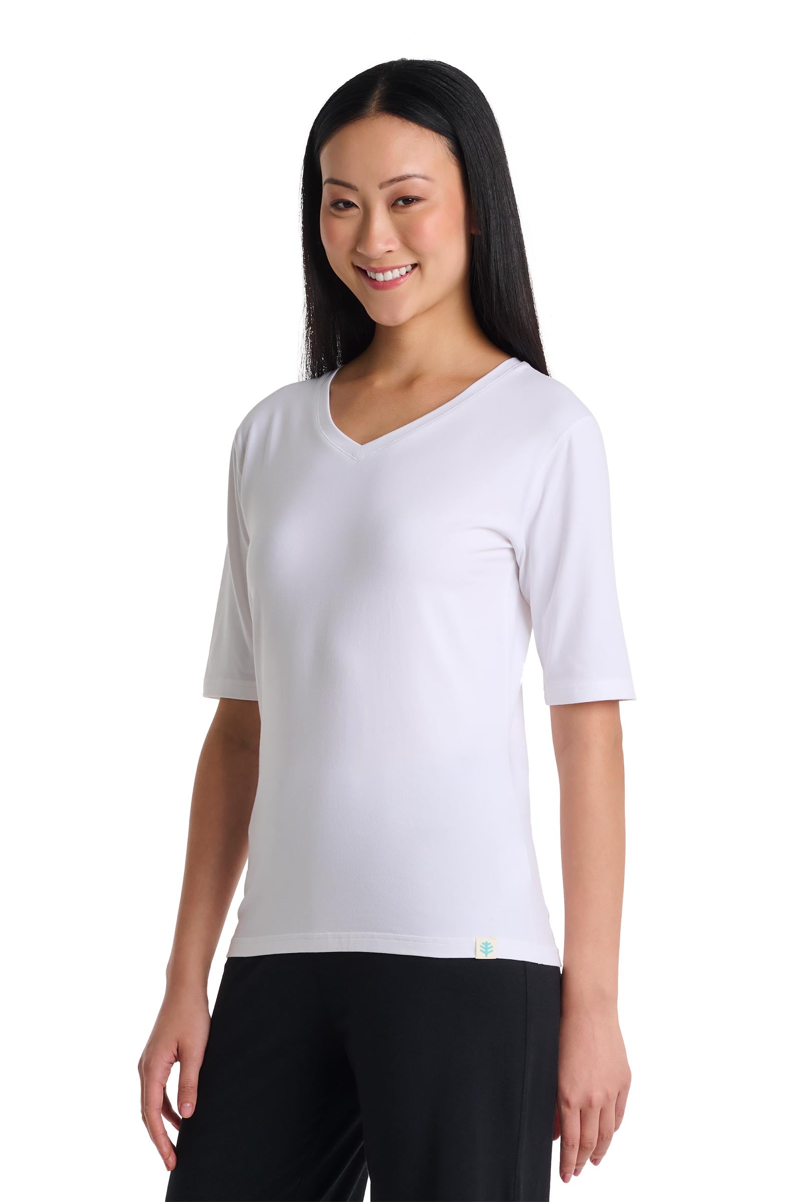Women's Fitted V-Neck Short Sleeve T-Shirt | White UPF 50+