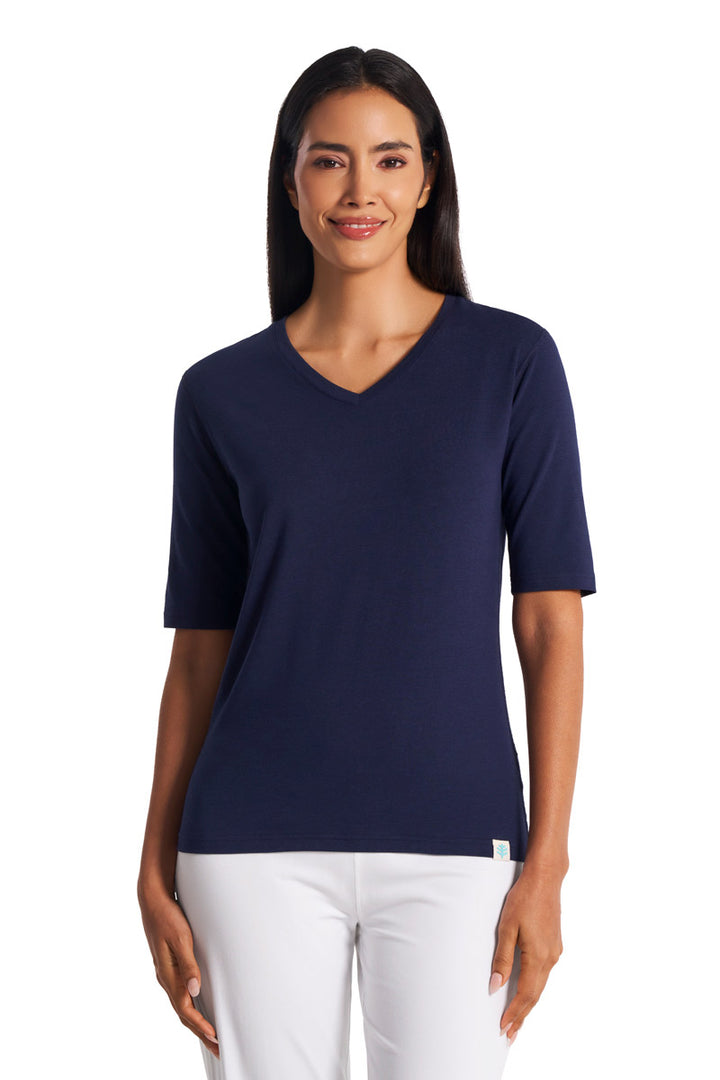 Women's Fitted V-Neck Short Sleeve T-Shirt | Navy