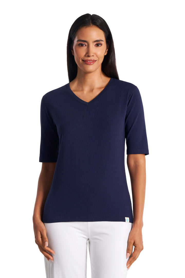Women's Fitted V-Neck Short Sleeve T-Shirt | Navy