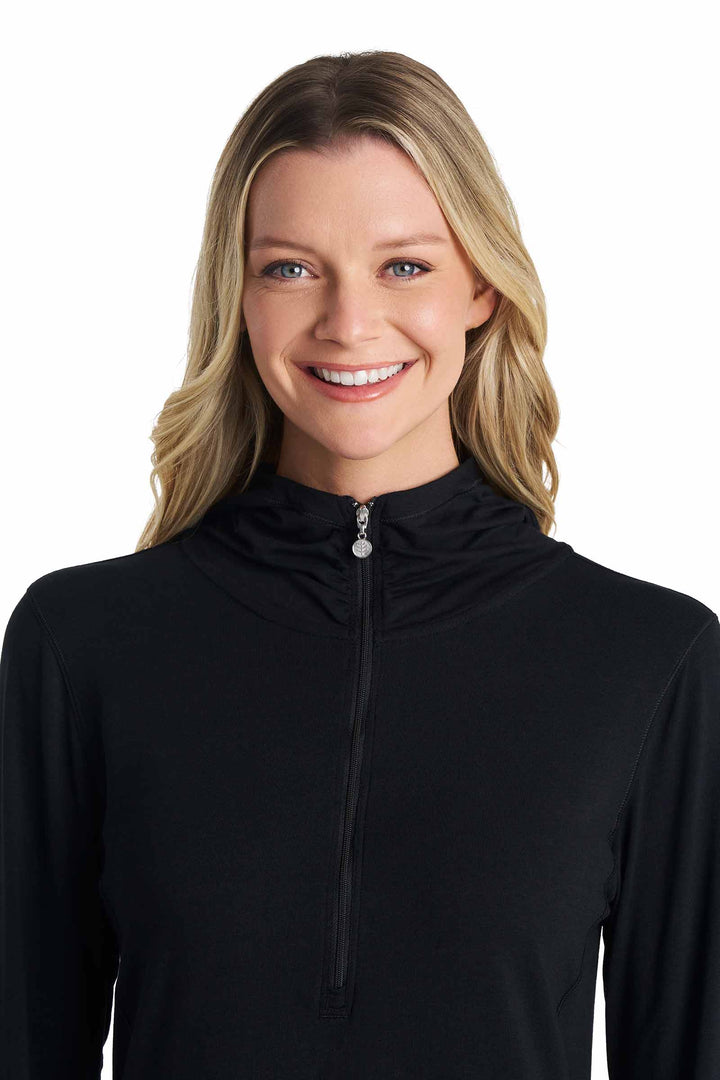 Cover-Up Dress with Half-Zip | Black