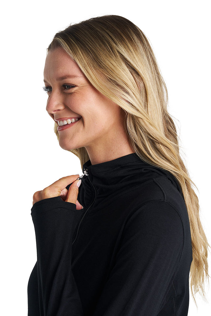 Cover-Up Dress with Half-Zip | Black
