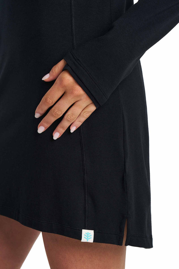 Cover-Up Dress with Half-Zip | Black