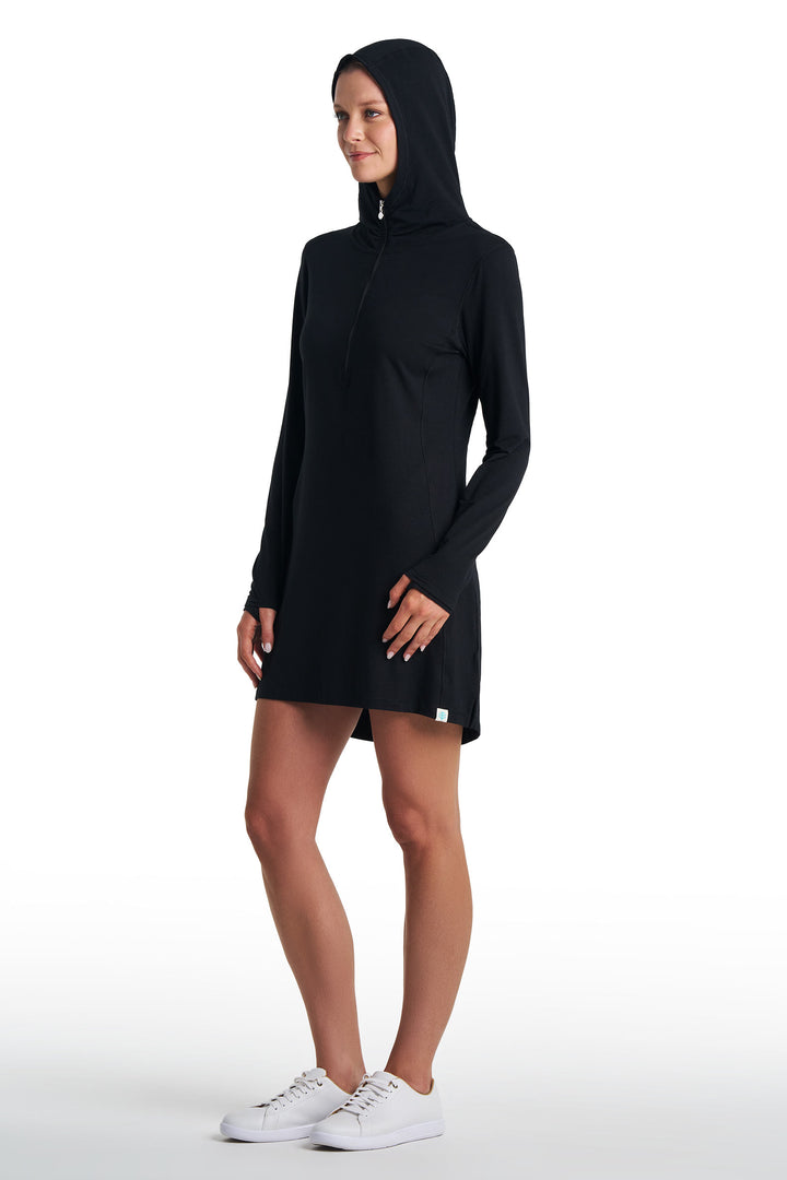 Cover-Up Dress with Half-Zip | Black