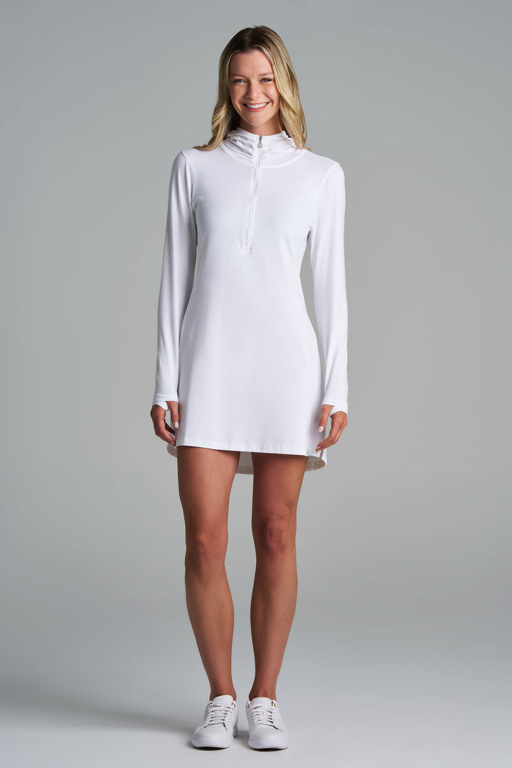 Cover-Up Dress with Half-Zip | White