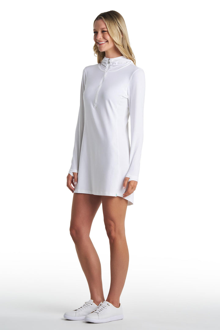 Cover-Up Dress with Half-Zip | White